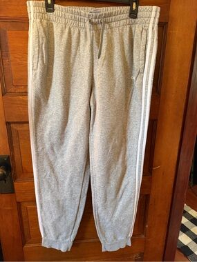 Women’s Gray Knit Jogger Pants with Side Stripes